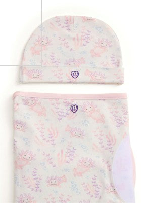 Pink Axolotl Warmies® Swaddle & Beanie