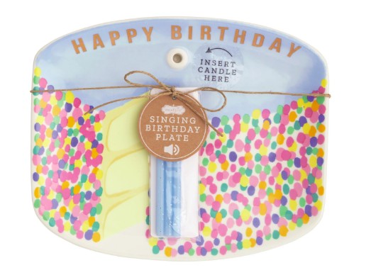Blue Musical Birthday Cake Plate Set