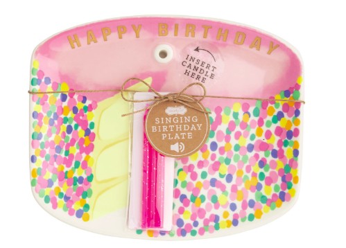 Pink Musical Birthday Cake Plate Set