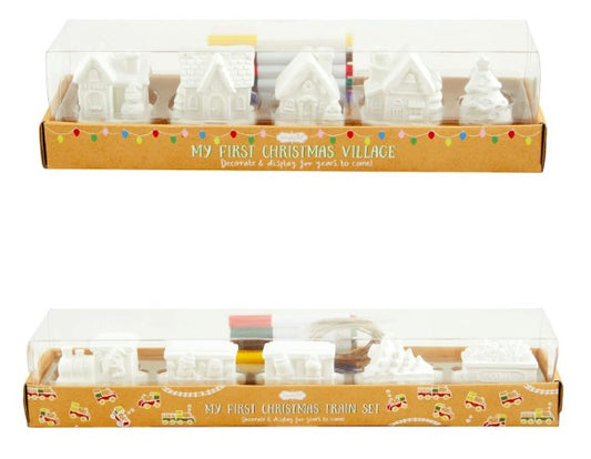 Christmas Color-Me Train & Village Sets