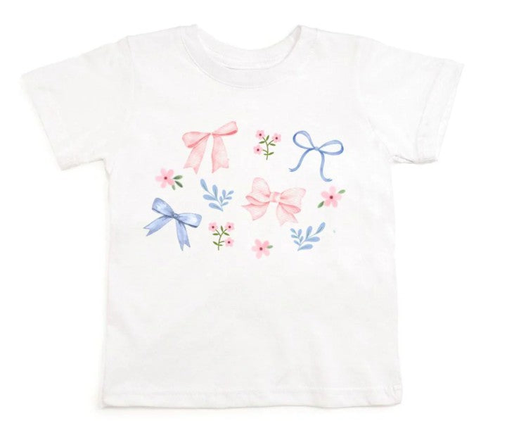 Floral & Bow Watercolor Short Sleeve T-Shirt