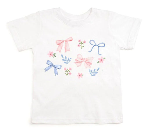 Floral & Bow Watercolor Short Sleeve T-Shirt