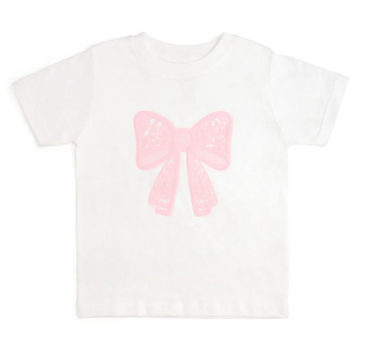 Lace Bow Puff Ink Short Sleeve T-Shirt
