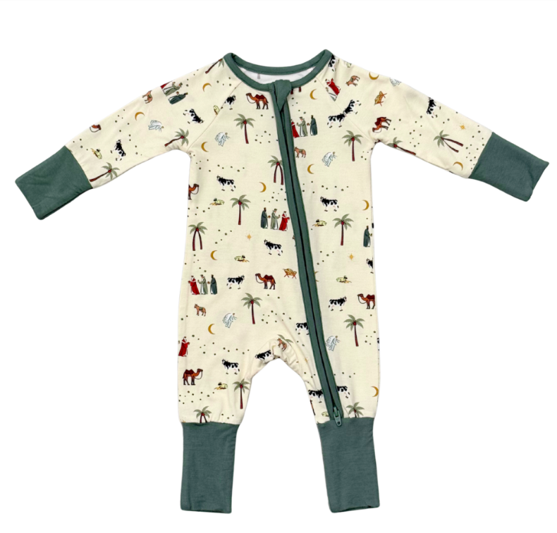 Nativity LS Zip Romper