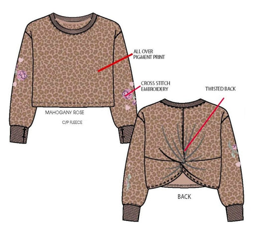 Animal Print Sweatshirt with Twisted Back