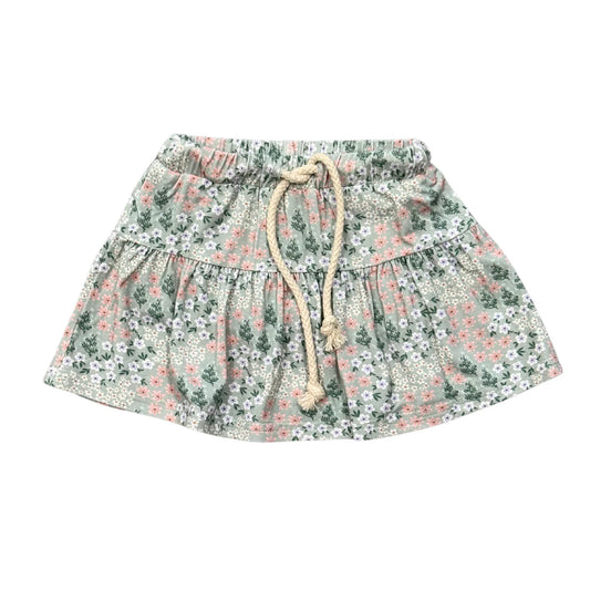 Aqua Grey Floral Skort