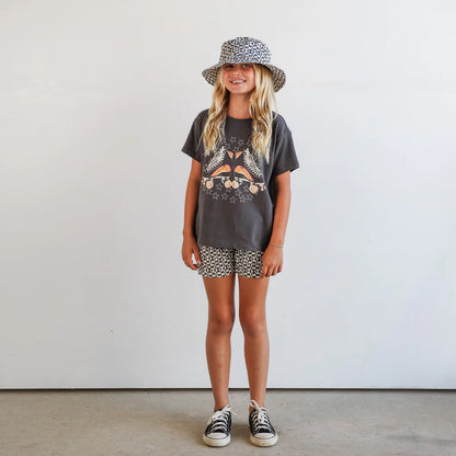 Good Times Roll Boxy Tee in Mineral Coal
