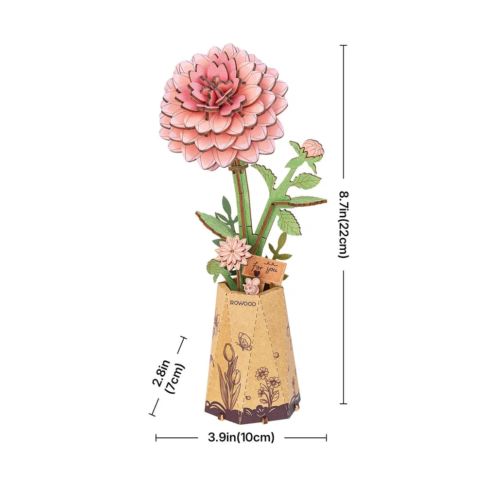 Wood Flower Pink Dahlia