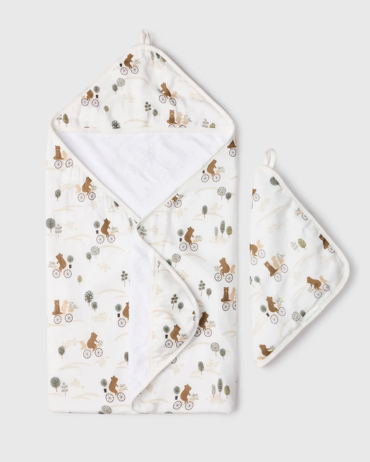 Muslin Hooded Towel Set - Bears on Bikes