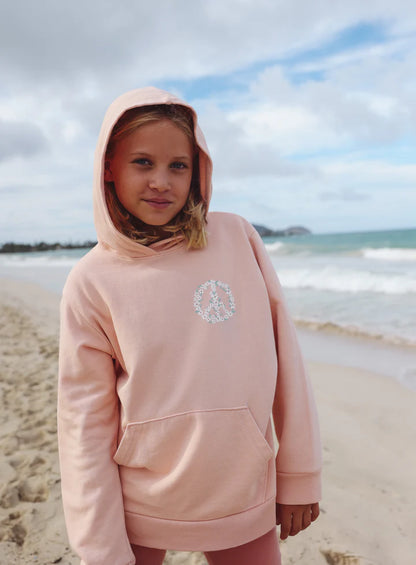 Peace And Love Hoodie in Faded Pink