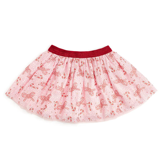 Candy Cane Bow Printed Tutu Skirt