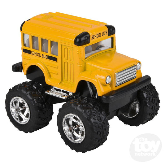 3.75" Die-Cast Pull Back Big Wheel School Bus