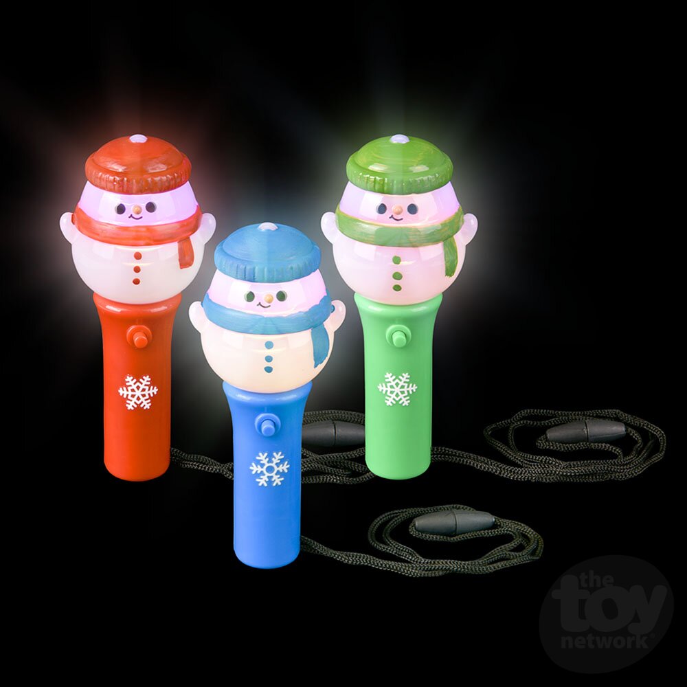 Light Up Snowman Mini Spinning Wand Necklace 4.5"