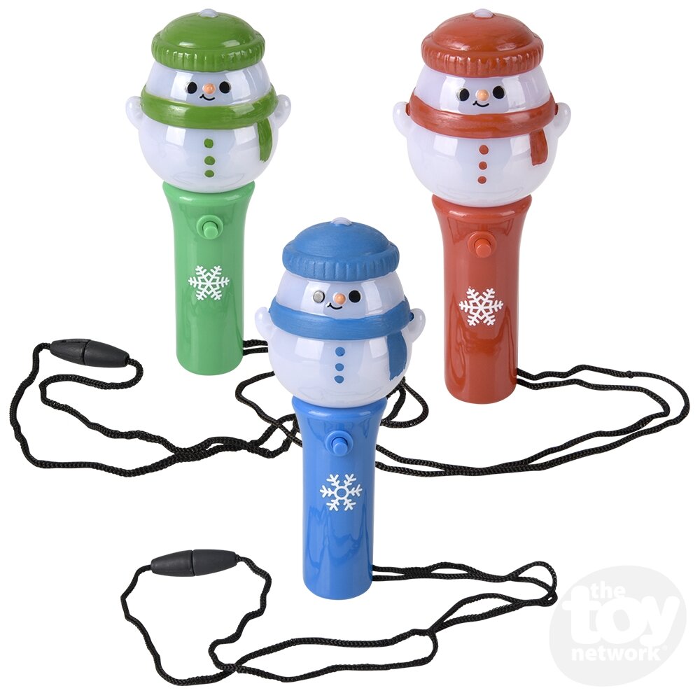 Light Up Snowman Mini Spinning Wand Necklace 4.5"