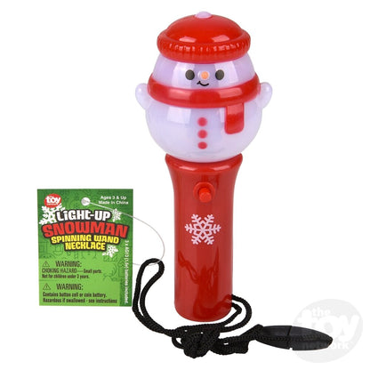 Light Up Snowman Mini Spinning Wand Necklace 4.5"