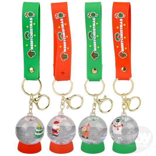 Christmas Liquid Snow Globe Wristlet Clip On