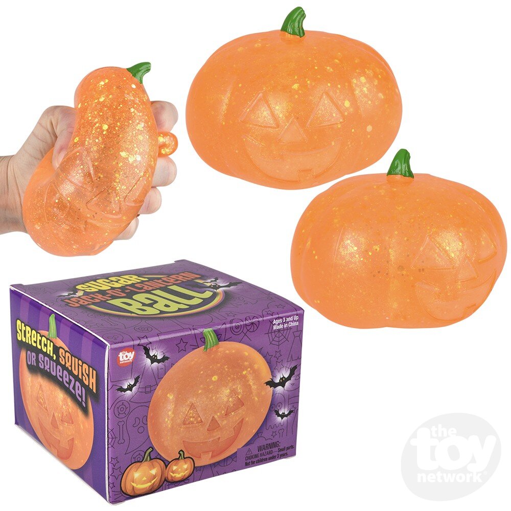 3.75" Jack O Lantern Squeezy Sugar Ball