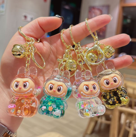 Shiny Quicksand Labubu Keychain