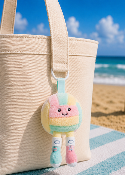 Colorful Plush Volleyball Keychain