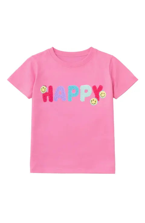 Happy Applique Short Sleeve Tee