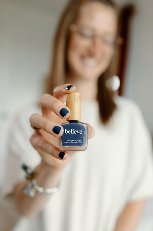 Believe - Nail Polish with Inspiring Reminder - Denim Blue