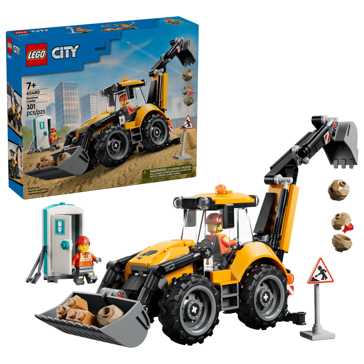 City 60480 Yellow Backhoe Loader