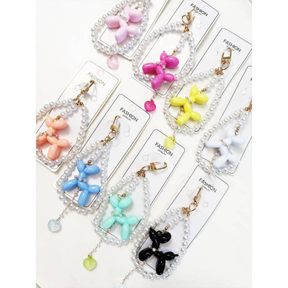 Colorful Puppy Theme Keychain with Heart Charm