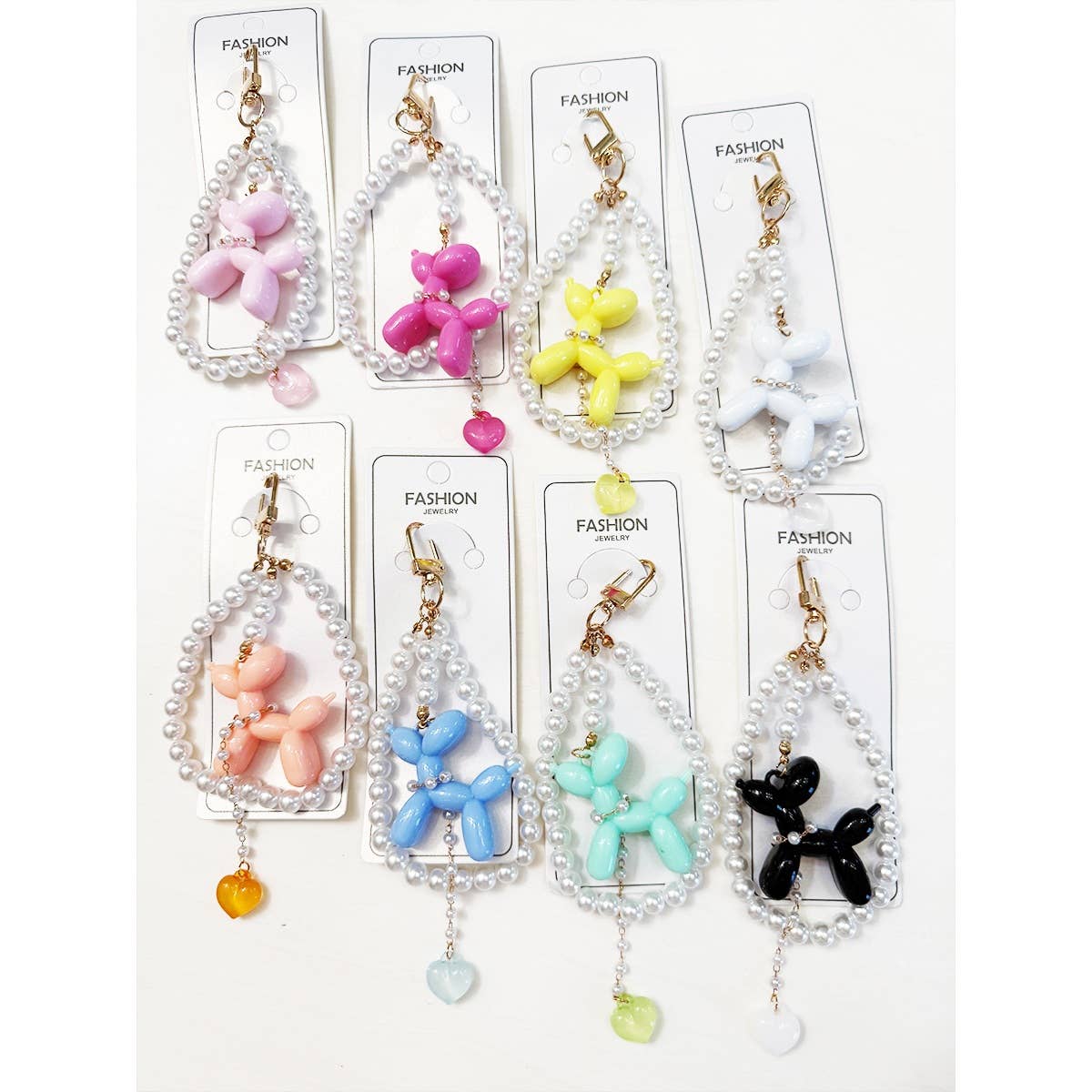 Colorful Puppy Theme Keychain with Heart Charm
