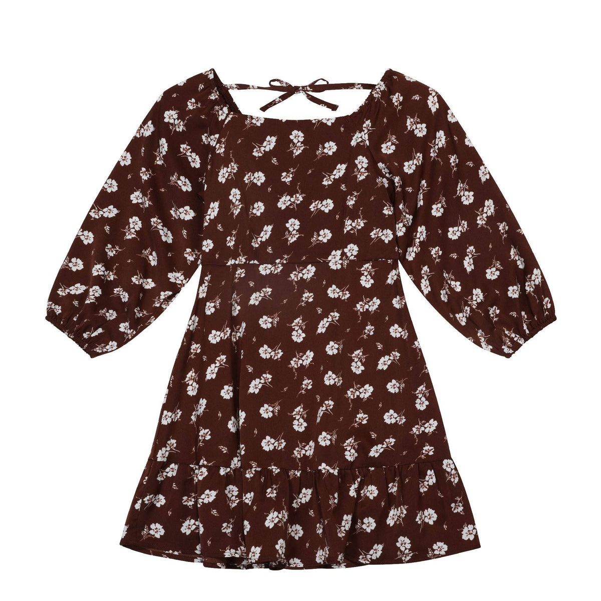 Tween Long-Sleeve FLORAL SWEETHEART DRESS