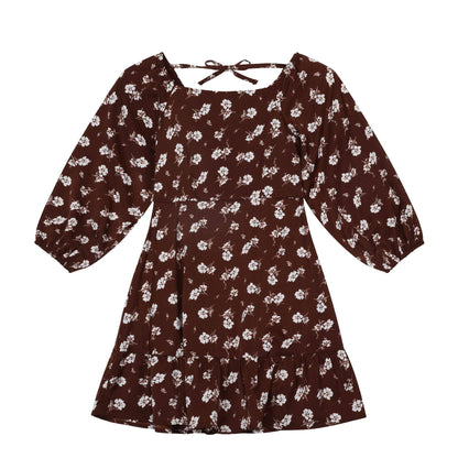 Tween Long-Sleeve FLORAL SWEETHEART DRESS