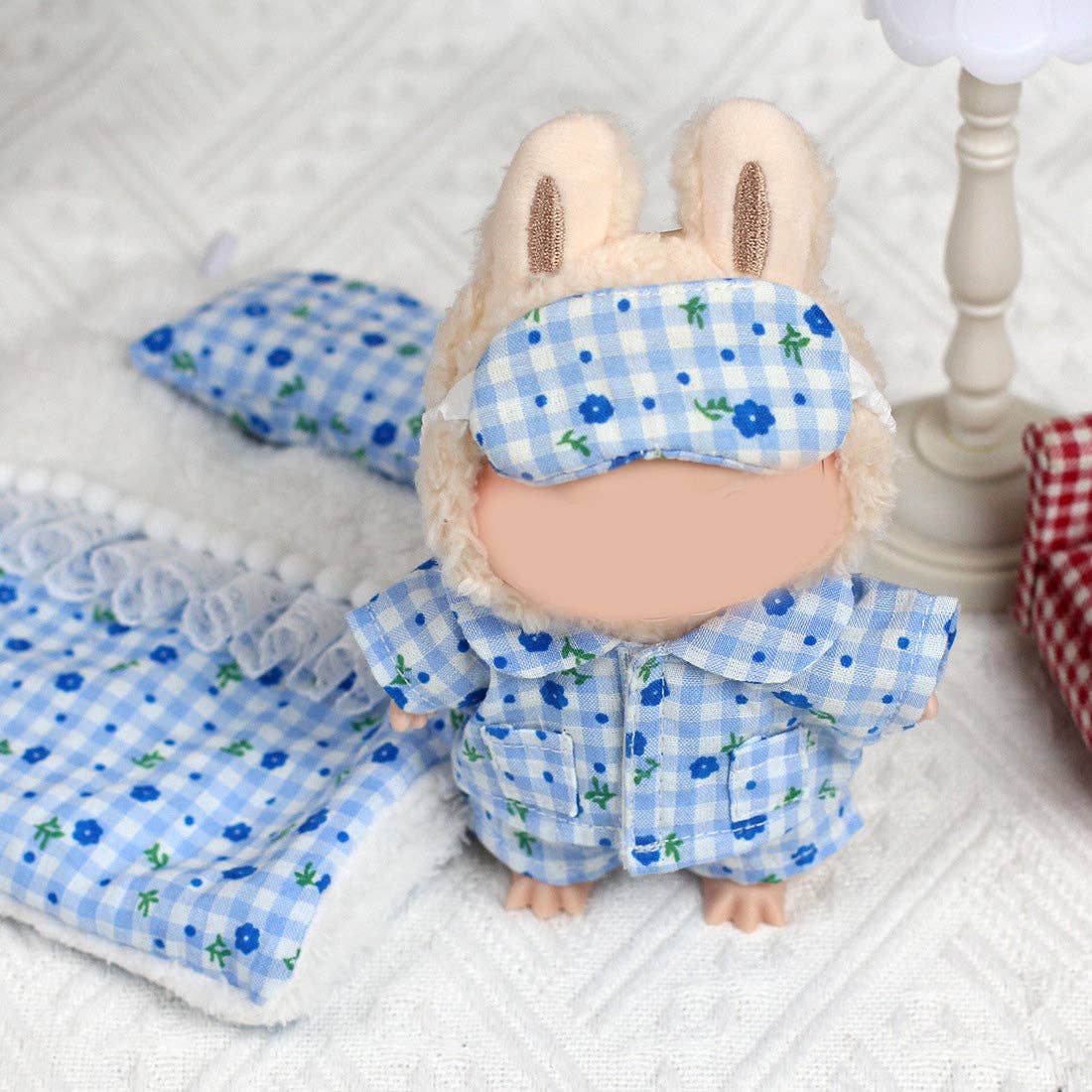 Labubu Clothes Blue Floral PJ 3pcs set