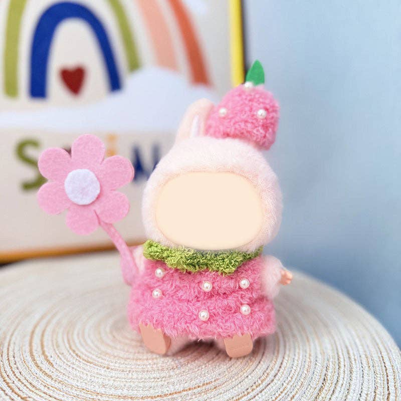 Labubu Clothes Pink Fuzzy Strawberry