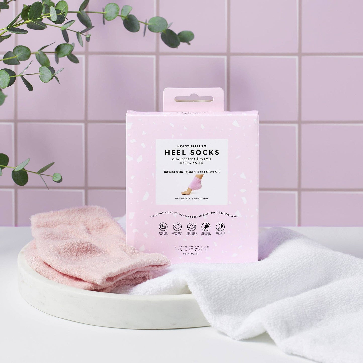 Moisturizing Heel Socks Retail - Pink