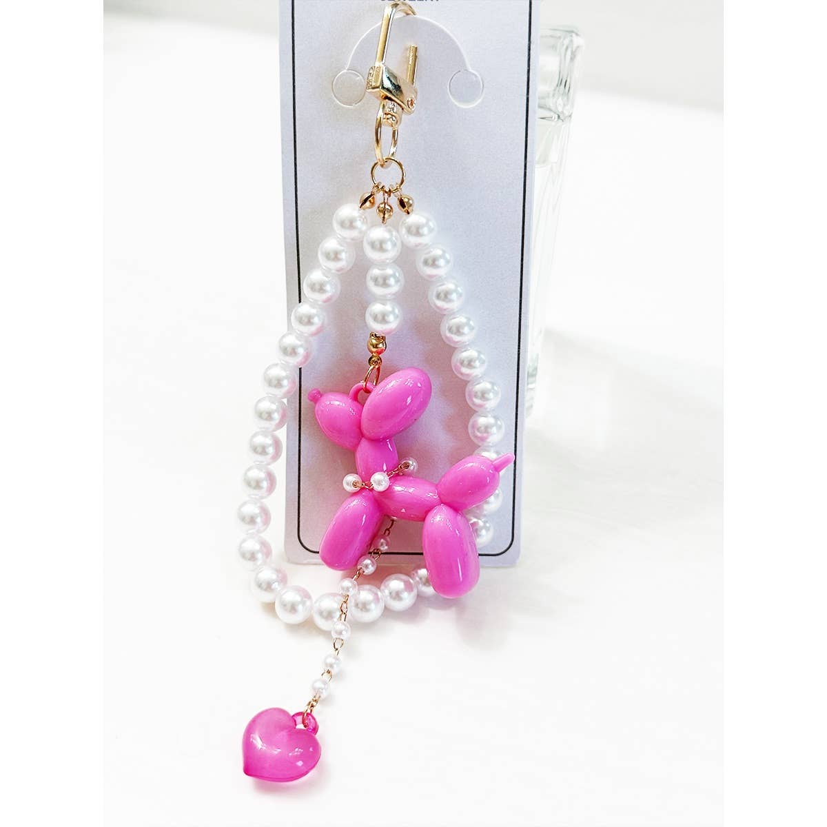 Colorful Puppy Theme Keychain with Heart Charm