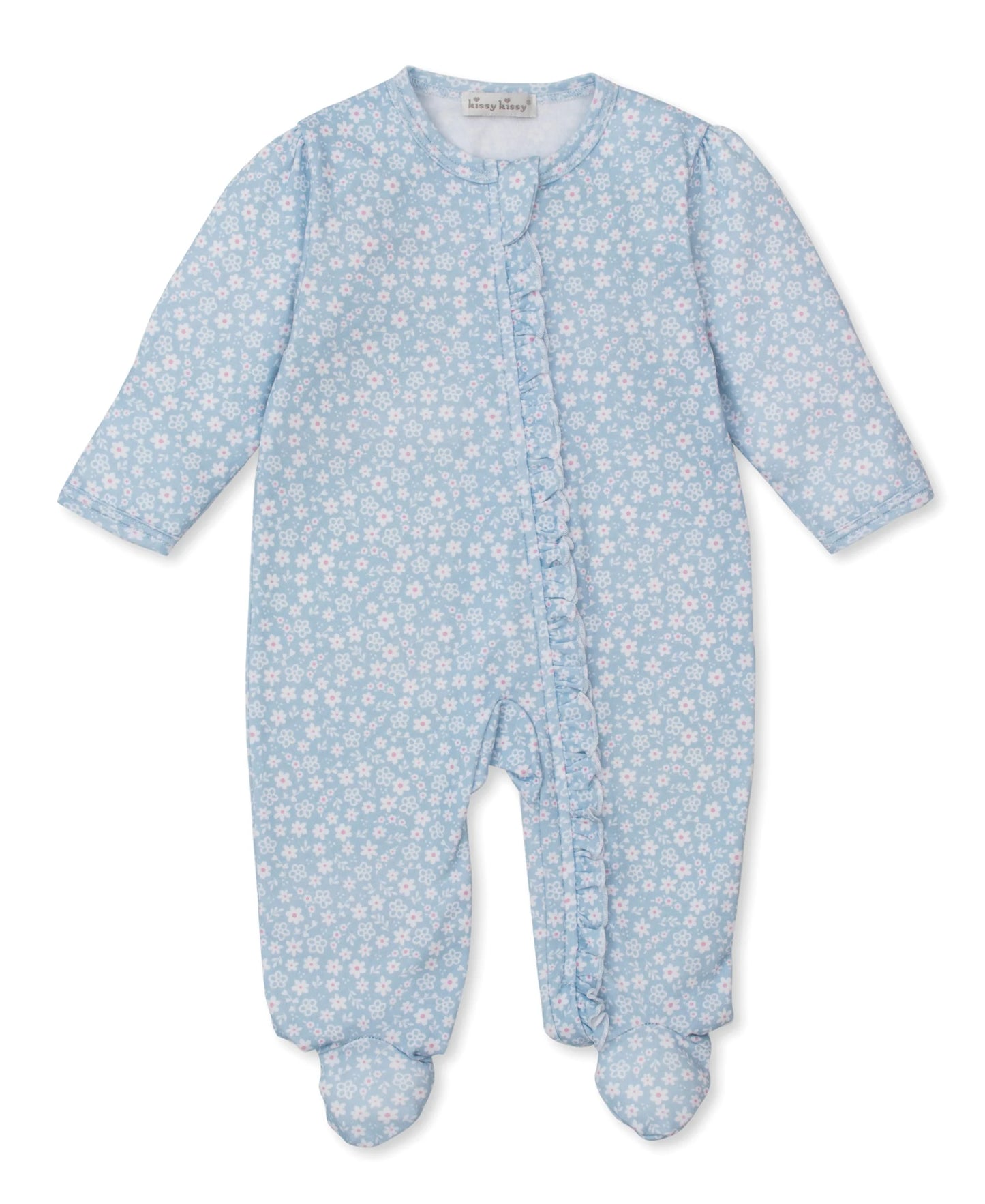 Fall in Bloom Blue Footie with Zipper