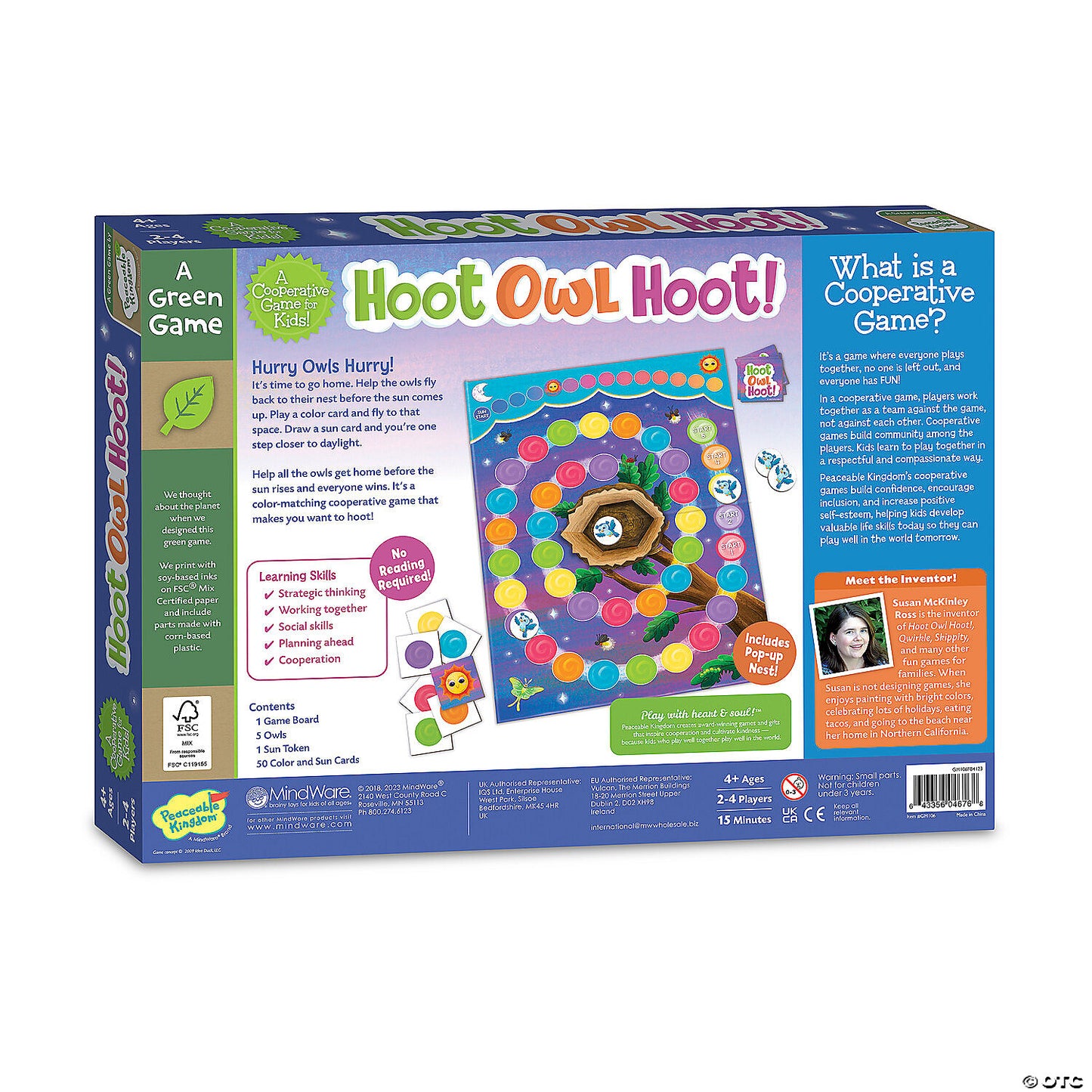 Hoot Owl Hoot Peaceable Kingdom Cooperative Board Game