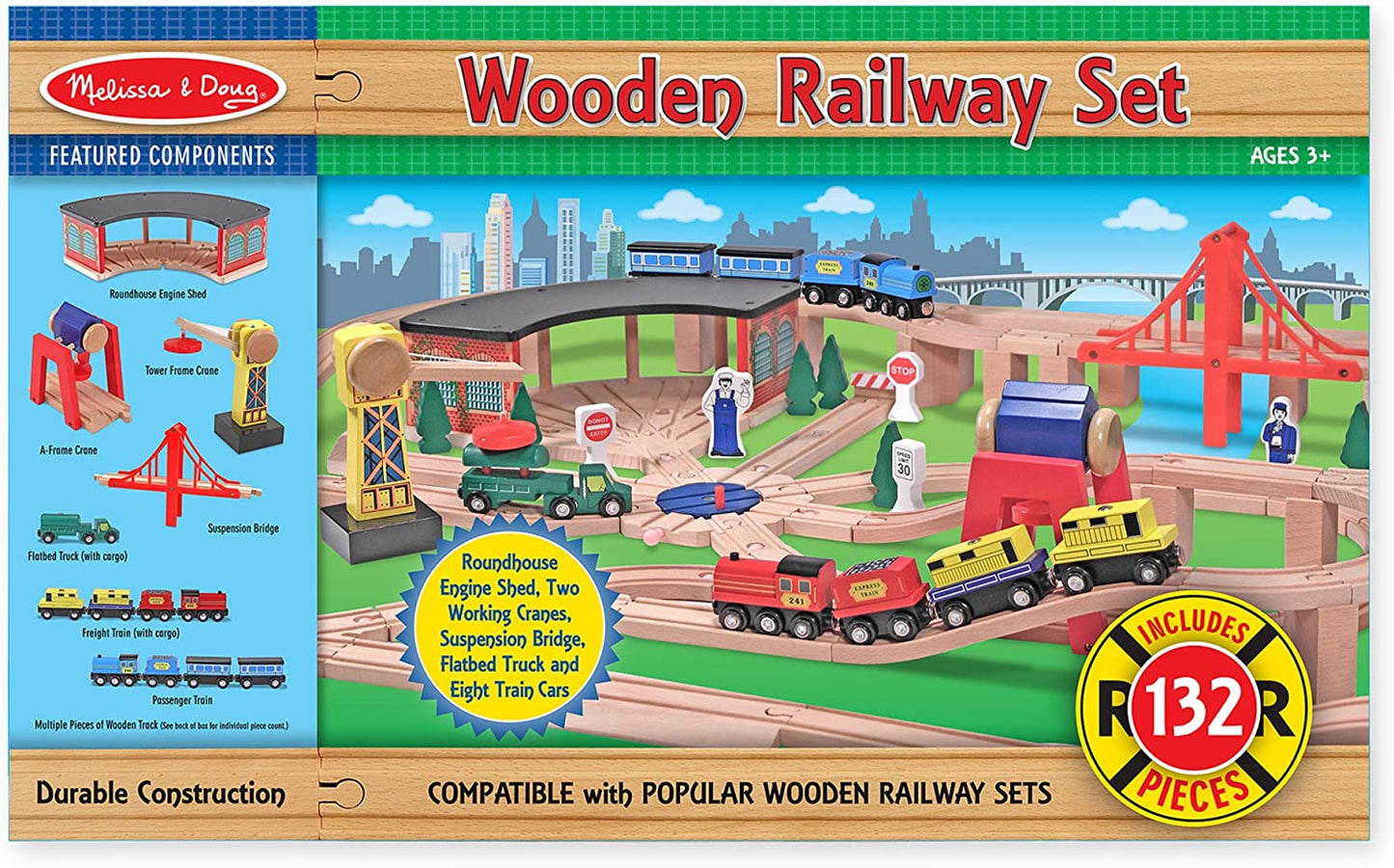 Wooden Train Set 132 Pc
