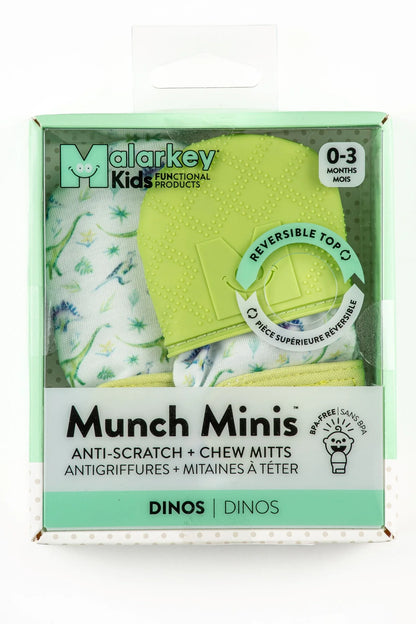 Munch Minis - Teething & Anti-scratch Mitts - Dinos