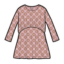 Metallic Chrysanthemum Long Sleeve Curved Waist