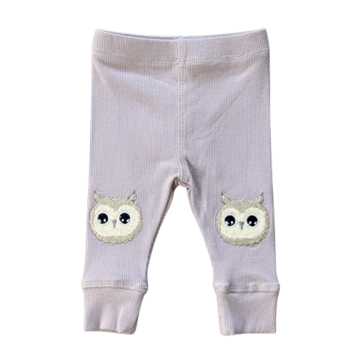 Patch Ribbed Leggings - Owl