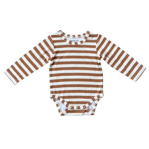 Caramel Stripe Long Sleeve Bodysuit