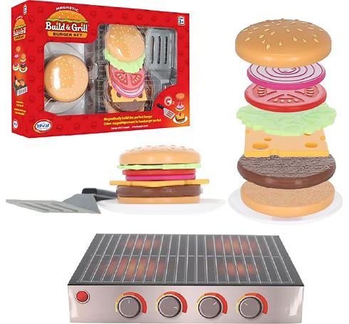 Magnetic Build Grill Hamburger Set