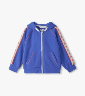 Blue Full Zip Raglan Sleeve Hoodie