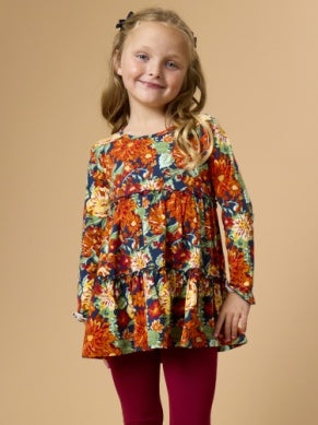 Autumn Blooms Knit Ruffle Tiered Tunic