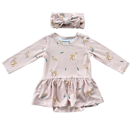 Fawn Bodysuit Dress Set with Bow