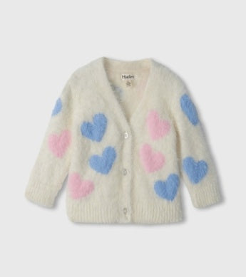 Jumbo Hearts Fuzzy Cardigan