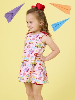 Classroom Cutie A-line Bow Dress & Bike Short Set
