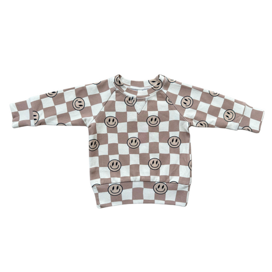 Raglan Sweatshirt - Smiley Check in Portabella