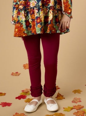 Dark Cherry Ruffle Leggings