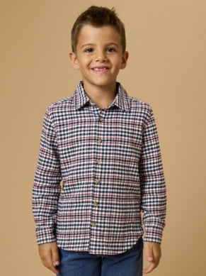 Dark Navy Houndstooth Button Down Shirt
